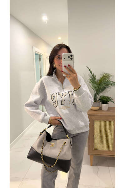 BİRCANÇİL Tiessa Gray Nyc Printed Sweat