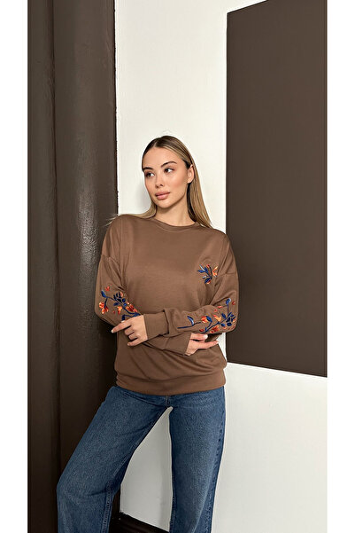 mielva Kadın Kahverengi Modal Kumaş Sweatshirt