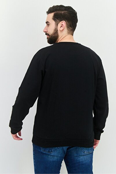 Trendyol Collection Men Crew Neck Long Sleeves Graphic Print Sweatshirt, Black