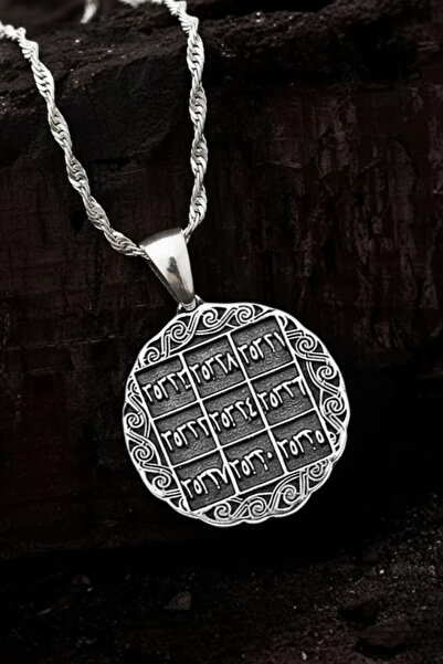 OSMANLI GÜMÜŞ İsmi Azam Ve Yedi Ayetler Vefki Çift Taraflı Kadın Gümüş Kolye