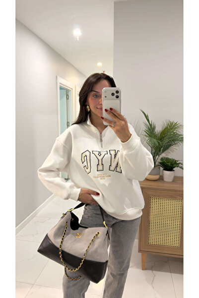 BİRCANÇİL Tiessa Ecru Nyc Printed Sweat