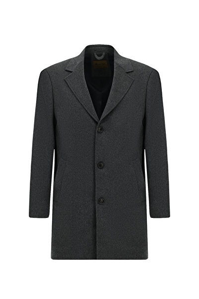 Abdullah Kiğılı Mono Collar Buttoned Pocketed Classic Cashmere Coat
