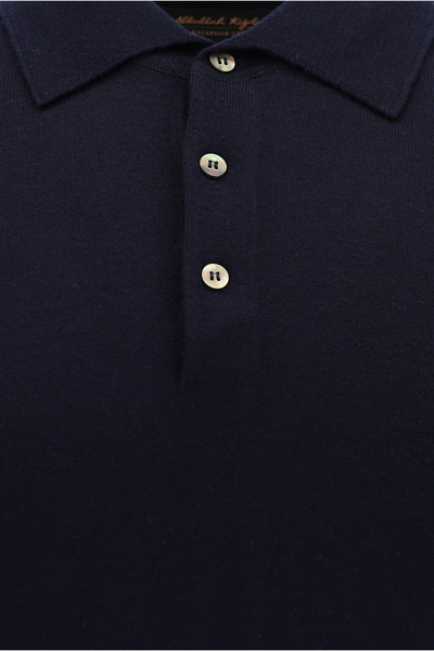 Abdullah Kiğılı Polo Neck Buttoned Embroidered Regular Fit Wool Knitwear Sweater