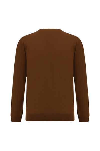 Abdullah Kiğılı V-Neck Regular Fit Embroidered Wool Knitwear Sweater
