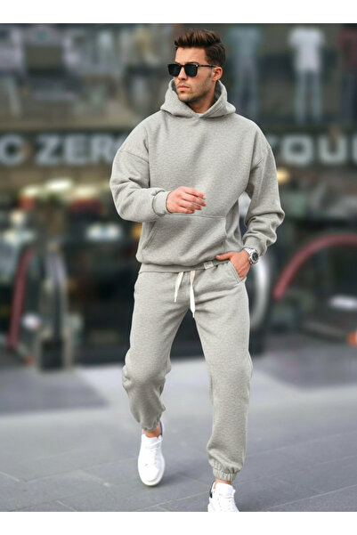 YAKAMEL Men's Wide Leg Winter Sweatpants with Pockets, Elastic Waistband, Hoo...