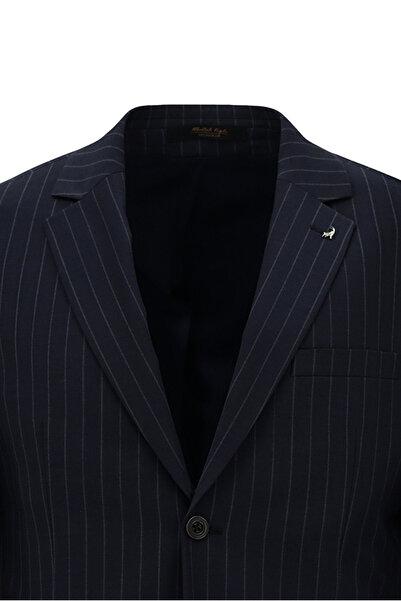 Abdullah Kiğılı 7 Drop Slim Fit Slim Fit Wool Mono Collar Elastic Waist Striped Suit