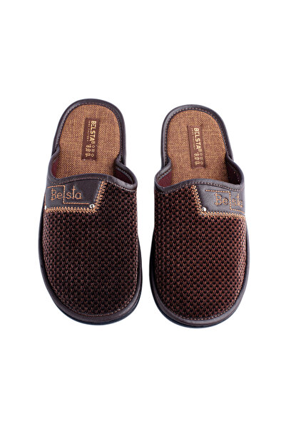 Belsta Brown velour slippers, size 43