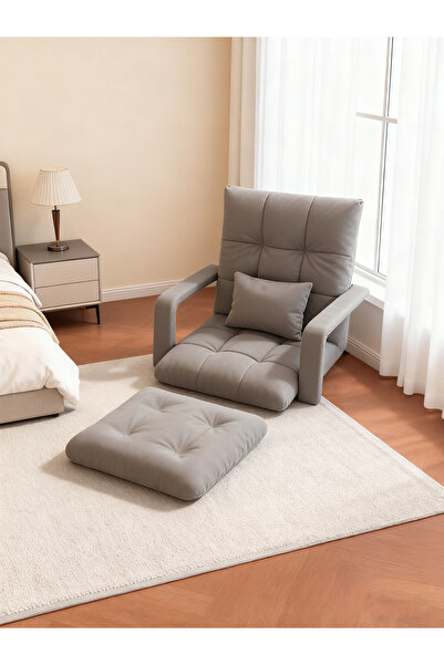 Enjoylifeme 2 in 1 Sofa Bed Folding Lounger, Adjustable 6-Position Folding Floor Chair with Arms Grey