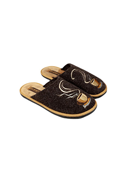 Belsta Brown slippers with embroidery, brown color, size 37