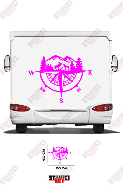 STİCKERCI BEY ملصق للعربات المتنقلة بتصميم الجبل والبوصلة