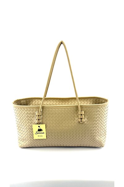 SİNİSA BAG Women's Knitted Patterned Faux Leather Hand and Shoulder Bag Styli...