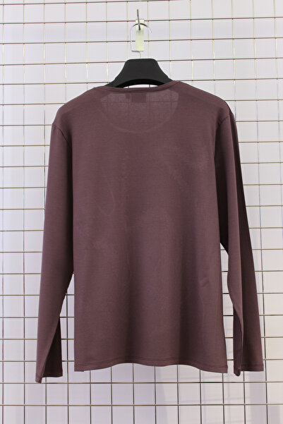 YXL COLLECTION Γυναικείο μπλουζάκι με μακρυμάνικο μπλουζάκι με λαιμόκοψη ελαστικό ύφασμα με πέτρινο στάμπα - Καφέ