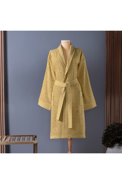 Altınbaşak Lisse Bamboo Women's Bathrobe Mustard