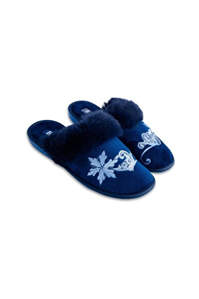 Belsta Papuci de casă din velur albastru, marimea 38