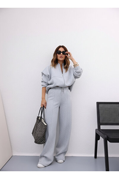 YAKAMEL طقم بدلة رياضية نسائية مكون من مبطن بالصوف قطع من شيرت بومبر ريميوم