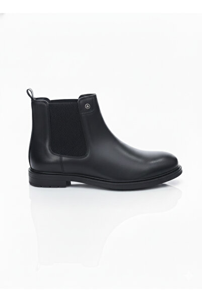 Elit Zöngürler 7719 Μαύρες Γνήσιες Δερμάτινες Ορθοπεδικές Κλασικές Ανδρικές Μπότες που ζεσταίνουν