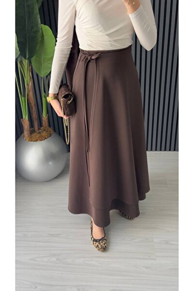 Blue Morpho Scuba Fabric Wrap Model Tied Skirt