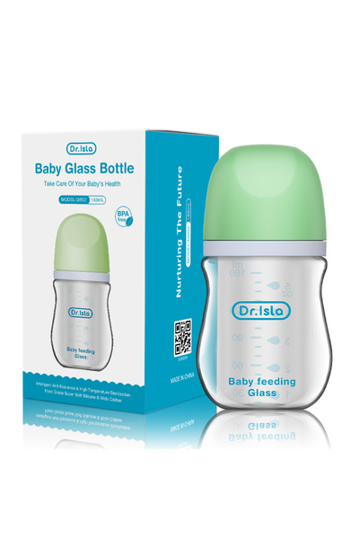 dr.Isla زجاجة رضاعة زجاجية للأطفال سعة 160 مل، مضادة للانتفاخ، زجاجات رضاعة ح...
