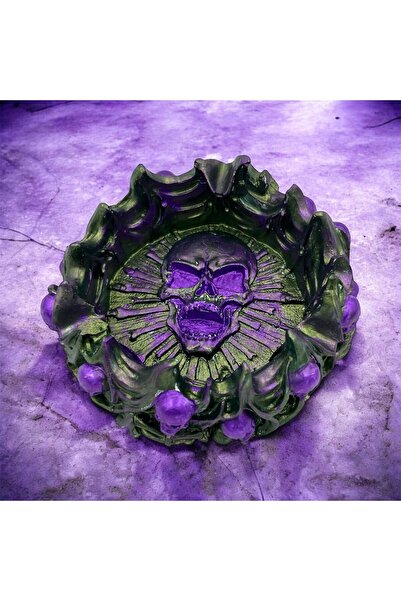 kubdekor Metallic Purple Green Stone Powder Dry Head Ashtray Object Home & Office Decoration Product