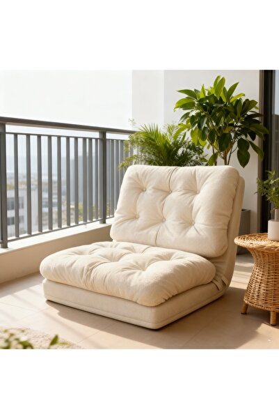 Roam shop folding beanbag chair/floor chair/recliner for home use, 5-position adjustable backrest off white