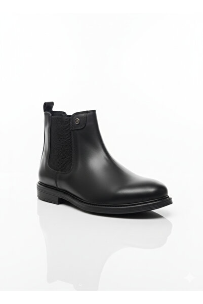 Elit Zöngürler 7719 Μαύρες Γνήσιες Δερμάτινες Ορθοπεδικές Κλασικές Ανδρικές Μπότες που ζεσταίνουν