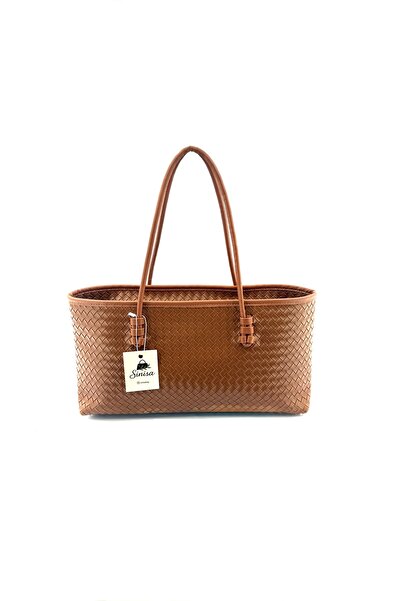 SİNİSA BAG Women's Knitted Patterned Faux Leather Hand and Shoulder Bag Styli...