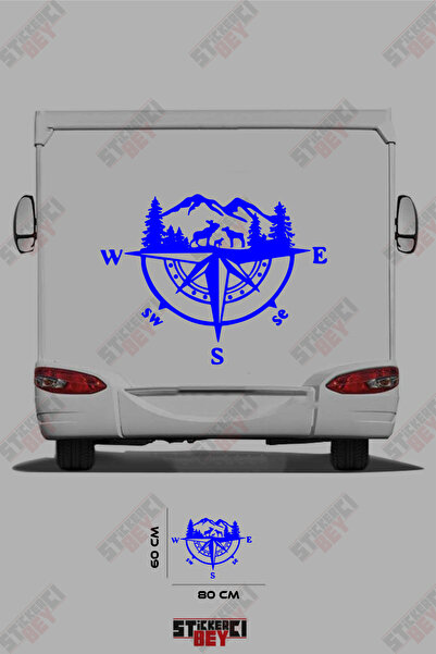 STİCKERCI BEY ملصق للعربات المتنقلة بتصميم الجبل والبوصلة