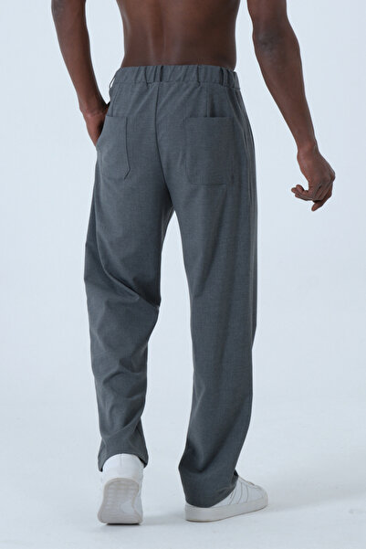 RELAXL Large Size Loose Long Leg Pleated Men's Trousers Dark Gray