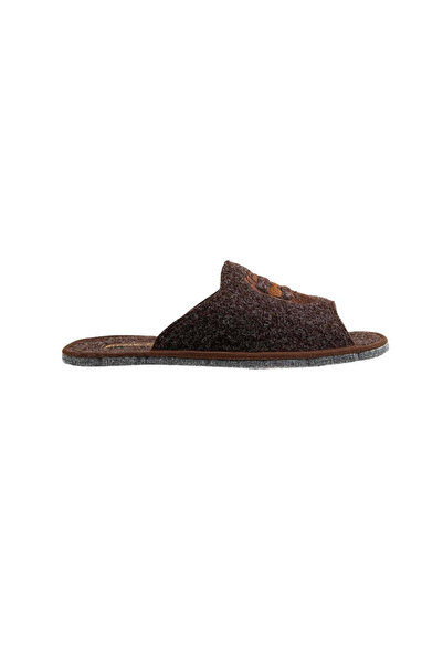 Belsta Black slippers with embroidery, brown color, size 44