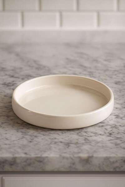 isra kristal Set of 2 Ceramic Round Presentation Cake Plates - White Serving Plate for Two People