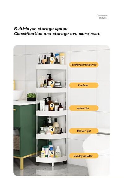 Generic 5-Tier Corner Shelf Corner Shower Caddy Floor Standing Shower Organizer Stand Storage Rack