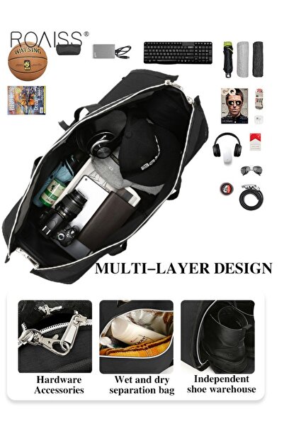 ROAISS Large Capacity Outdoor Travel Bag Portable Suit Garment Storage Bag Foldable Business Luggage Bag wi