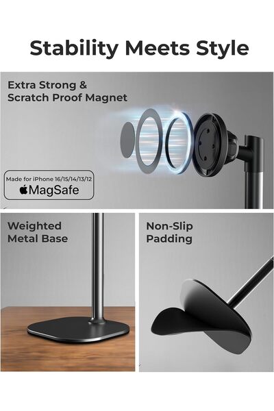 Cooper MagStand - حامل مكتبي مغناطيسي قابل للتعديل لأجهزة MagSafe (أسود ليلي)