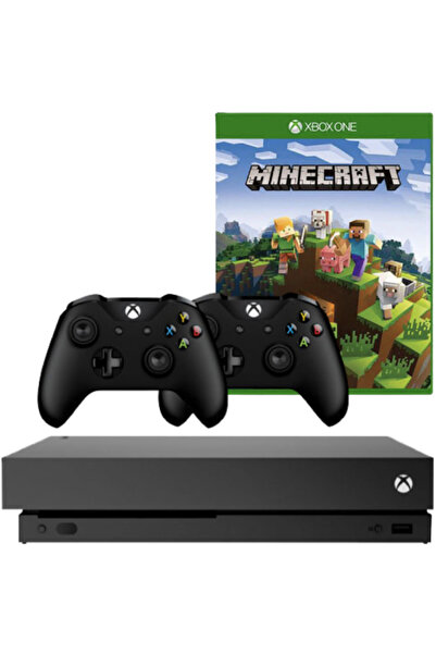MICROSOFT Xbox One X Console, 1TB, BLACK + 2 Controllers + Minecraft (Second-...