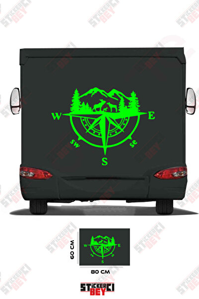 STİCKERCI BEY ملصق للعربات المتنقلة بتصميم الجبل والبوصلة