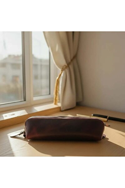 Be Online Genuine Leather Pen Holder Burgundy, Handmade Multi-Purpose Makeup ...