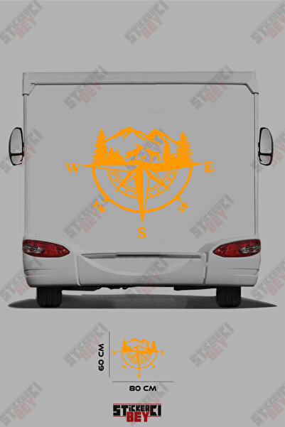 STİCKERCI BEY ملصق للعربات المتنقلة بتصميم الجبل والبوصلة