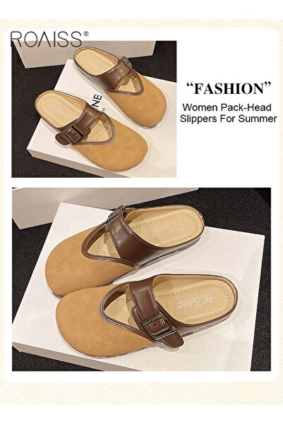 ROAISS Women's Casual Suede Clogs, Trendy Vintage Sandals with Arch Support, Comfortable Elegant Leather Mu