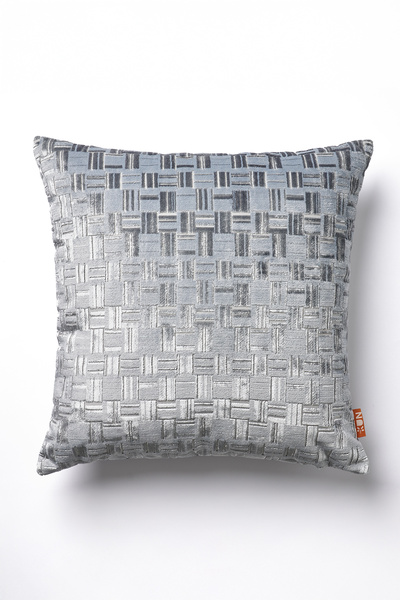 THE KUN غطاء وسادة منسوج من القطيفة بنمط محبوك - رمادي