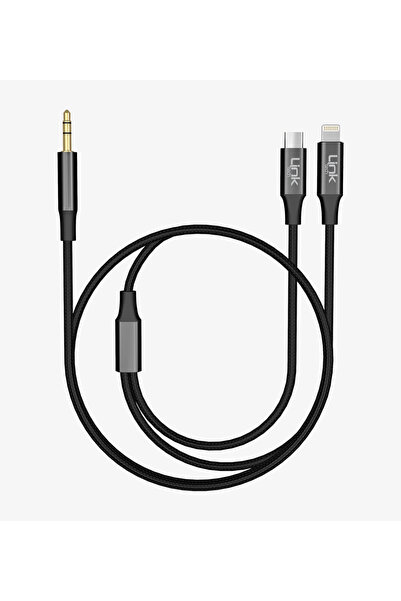 Linktech Aux to Type-C and Lightning Converter - A204 Convert 3.5mm Aux to Ty...