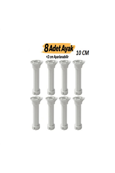Adem Koç Ayarlanabilir 8 Adet 10 cm Plastik Ayak Mobilya Dolap Tezgah Yükselt...