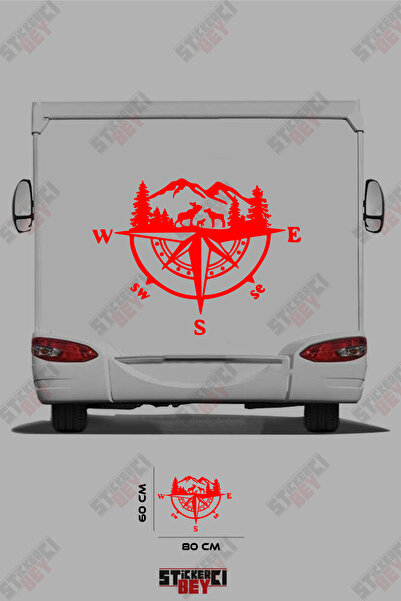 STİCKERCI BEY ملصق للعربات المتنقلة بتصميم الجبل والبوصلة