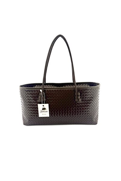 SİNİSA BAG Women's Knitted Patterned Faux Leather Hand and Shoulder Bag Styli...