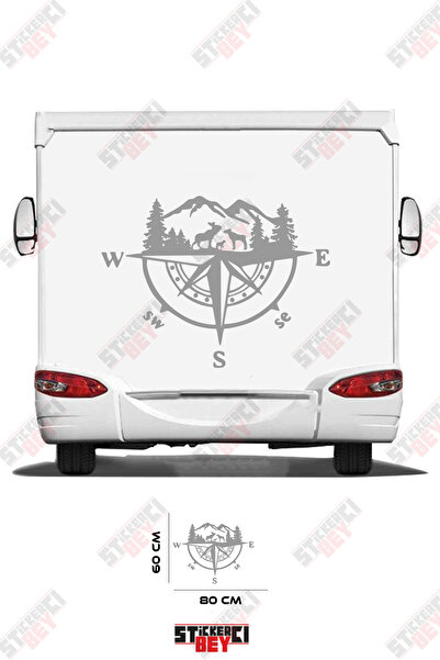 STİCKERCI BEY ملصق للعربات المتنقلة بتصميم الجبل والبوصلة