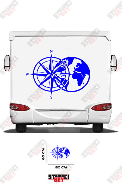 STİCKERCI BEY ملصق تزيين للعربات المتنقلة بتصميم البوصلة والعالم