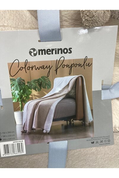 KÜBRAHOME'S Double Merino Double-Sided Pompon Blanket Brown