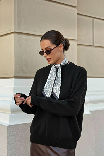 NEWCO Scarf Biscuit Collar Regular Knitwear Sweater