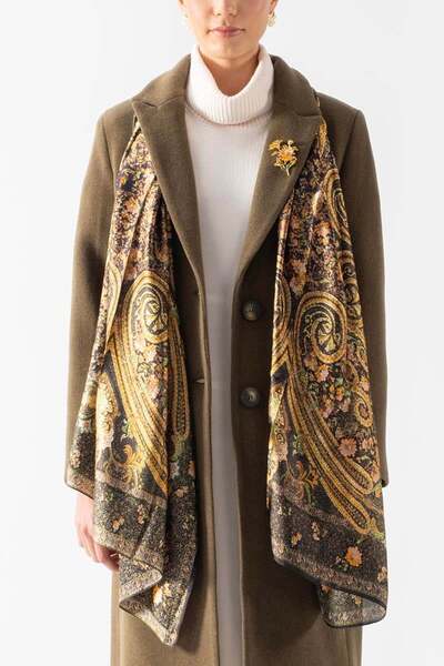 Spazio Fassbender Desenli Fular YEŞİL