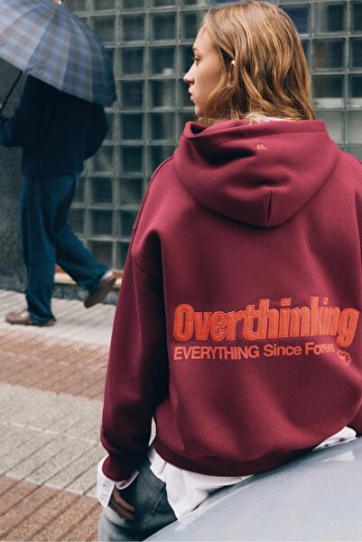 Pull & Bear Overthinking graphic hoodie