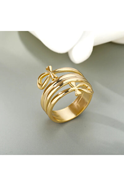 Choice JZ1419G خواتم عنخ مصرية مزدوجة اللفة للنساء مجوهرات خاتم من الفولاذ ال...